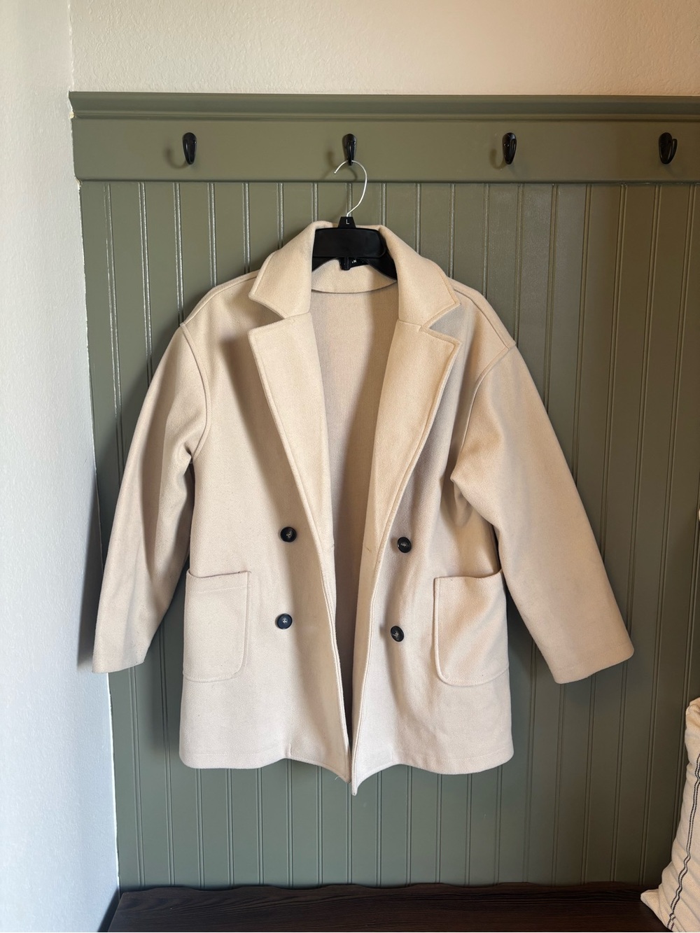 Classic Cream Double-Breasted Women's Coat